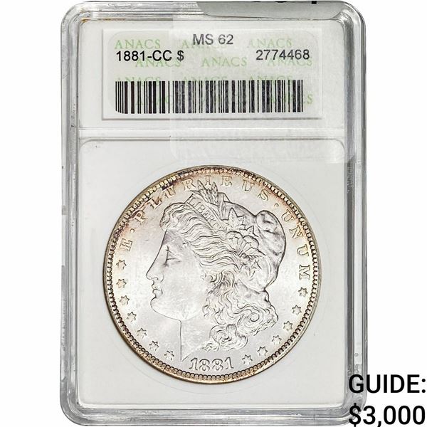 1881-CC Morgan Silver Dollar ANACS MS62