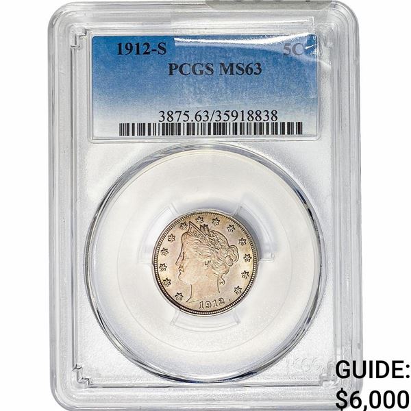 1912-S Liberty Victory Nickel PCGS MS63