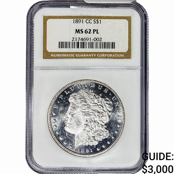 1891-CC Morgan Silver Dollar NGC MS62 PL