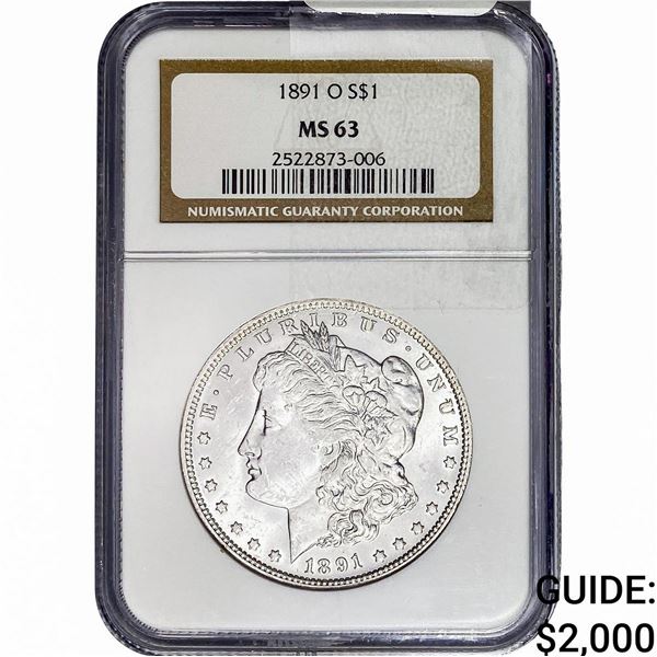 1891-O Morgan Silver Dollar NGC MS63