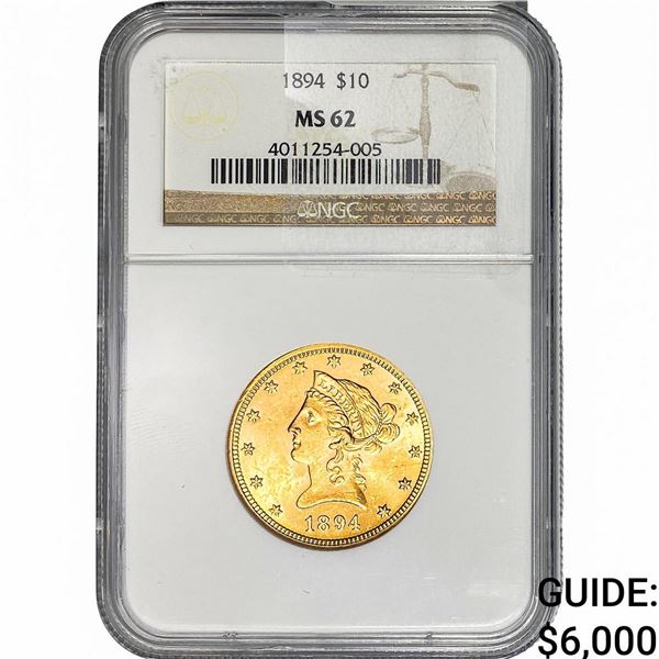 1894 $10 Gold Eagle NGC MS62