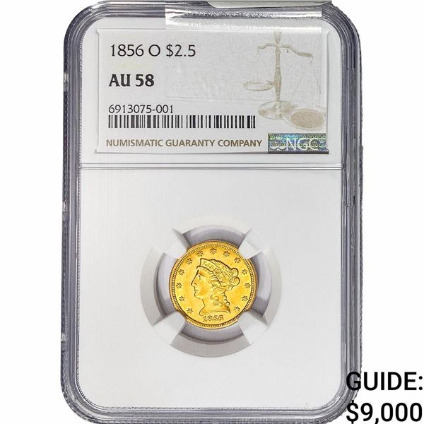 1856 $2.50 Gold Quarter Eagle NGC AU58