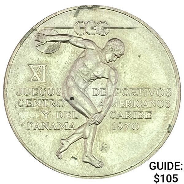 1970 Panama Silver 5 Balboas UNCIRCULATED
