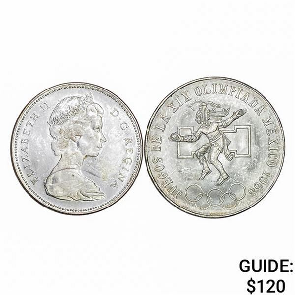 1967/1968 [2] Mexico Canada Silver Coins GEM BU
