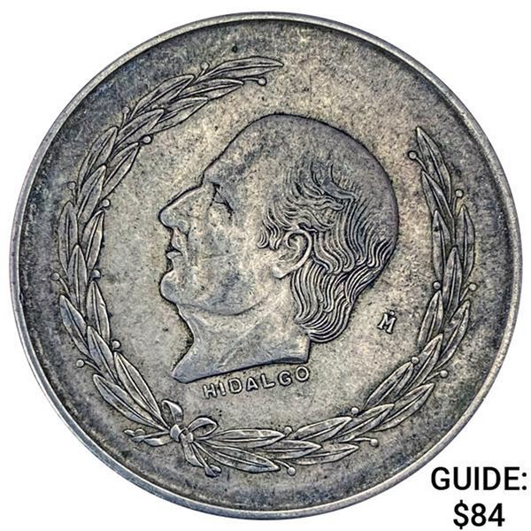 1952 Mexico Silver 5 Pesos NEARLY UNCIRCULATED