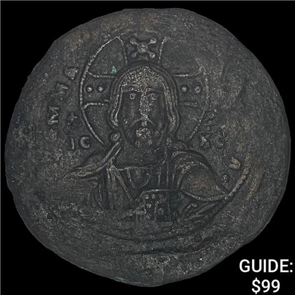 Byzantine Christ Bronze Follis NEAR UNC