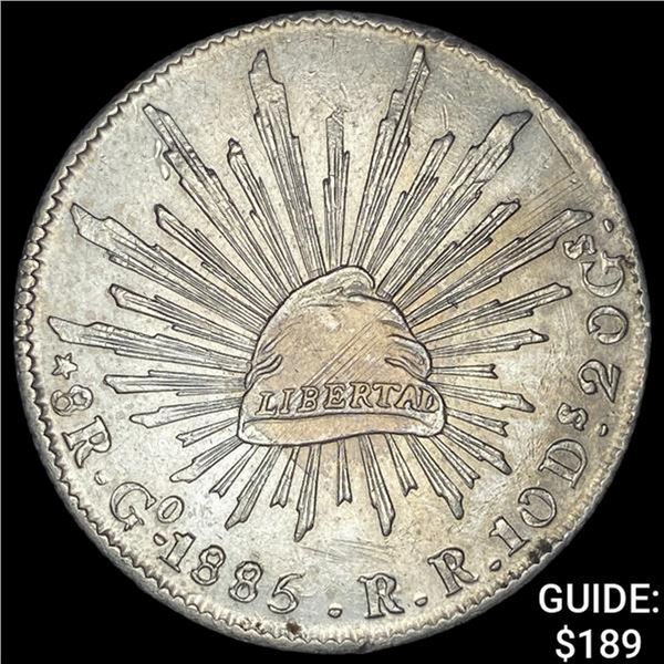 1885Go RR Mexico Silver 8 Reales Cap & Ray UNCIRCULATED