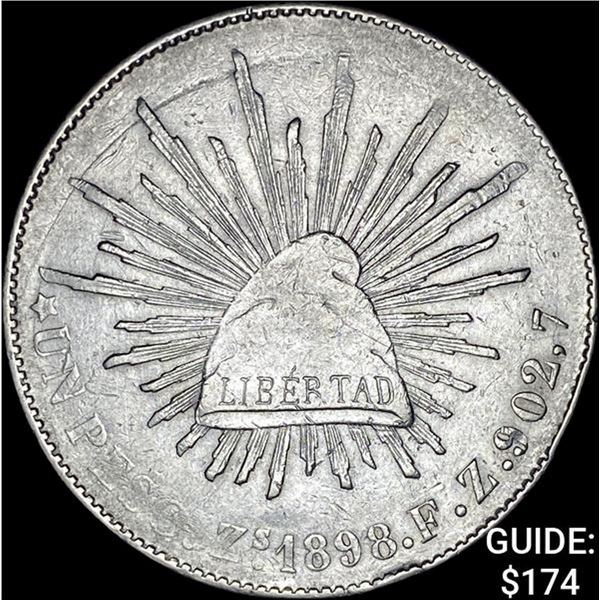 1898Zs FZ Mexico Silver Peso UNCIRCULATED