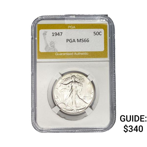 1947 Walking Liberty Half Dollar PGA MS66