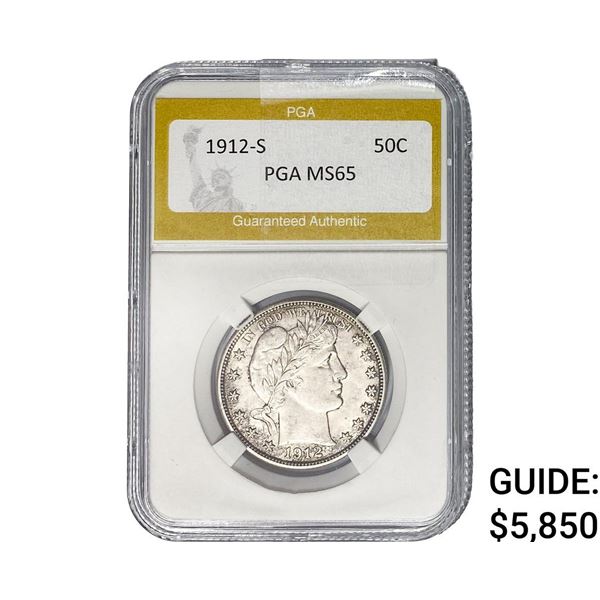 1912-S Barber Half Dollar PGA MS65