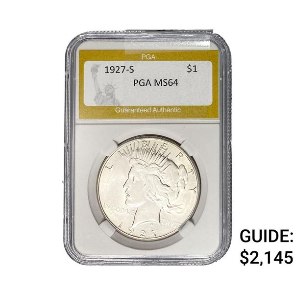 1927-S Silver Peace Dollar PGA MS64