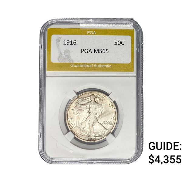 1916 Walking Liberty Half Dollar PGA MS65