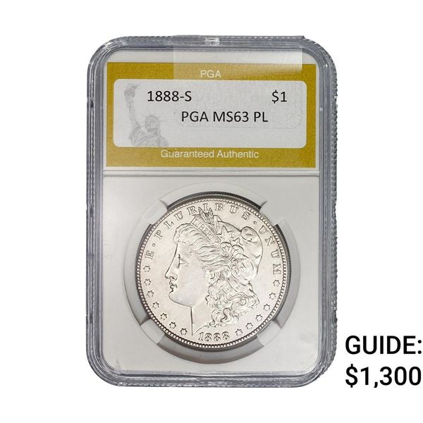 1888-S Morgan Silver Dollar PGA MS63 PL