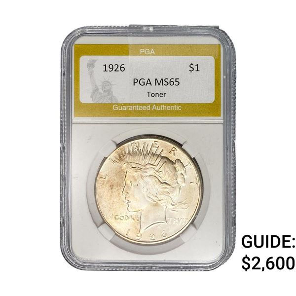 1926 Silver Peace Dollar PGA MS65 Toner