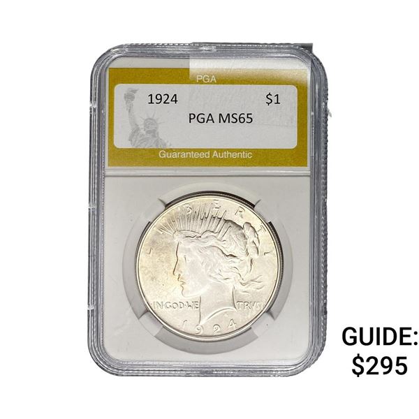 1924 Silver Peace Dollar PGA MS65