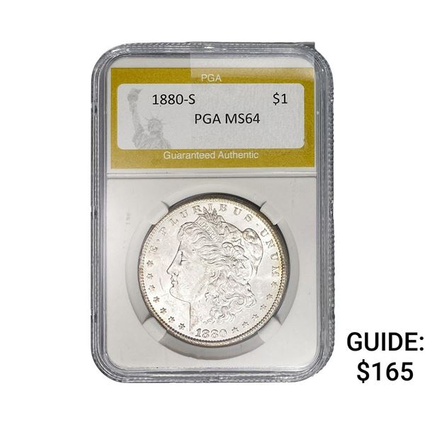 1880-S Morgan Silver Dollar PGA MS64