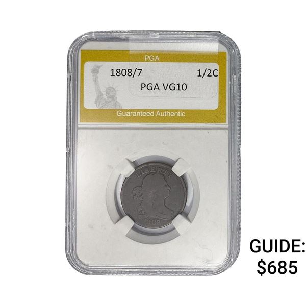 1808/7 Draped Bust Half Cent PGA VG10