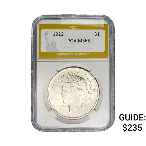 1922 Silver Peace Dollar PGA MS65
