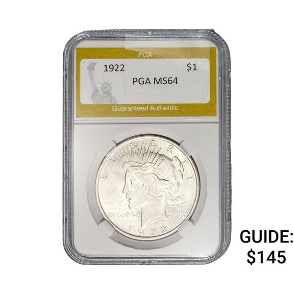 1922 Silver Peace Dollar PGA MS64