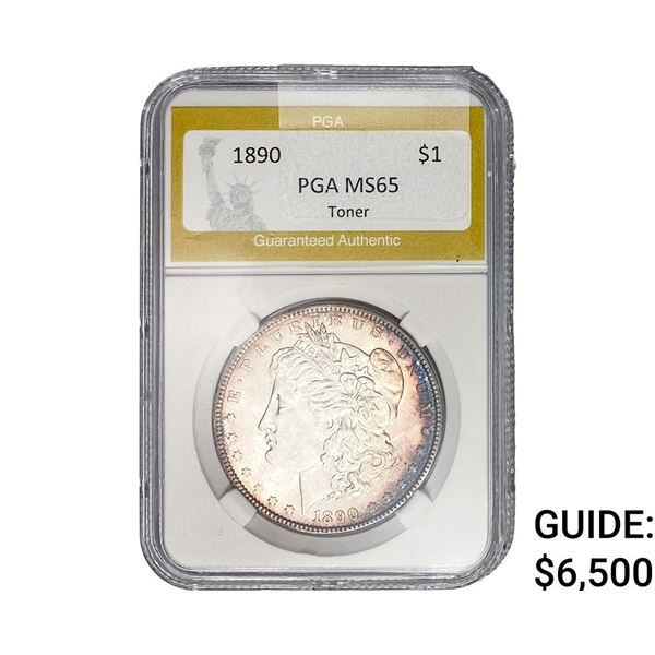 1890 Morgan Silver Dollar PGA MS65 Toner