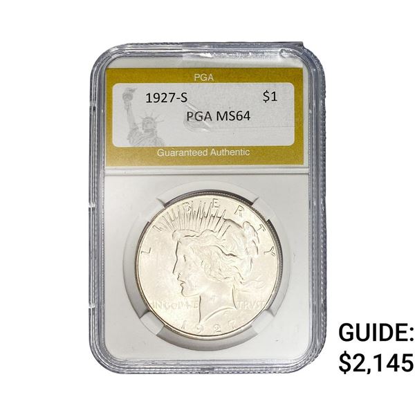 1927-S Silver Peace Dollar PGA MS64