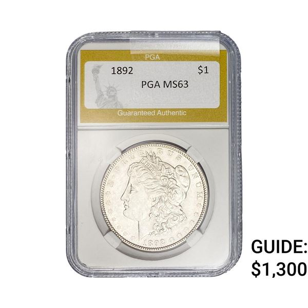 1892 Morgan Silver Dollar PGA MS63