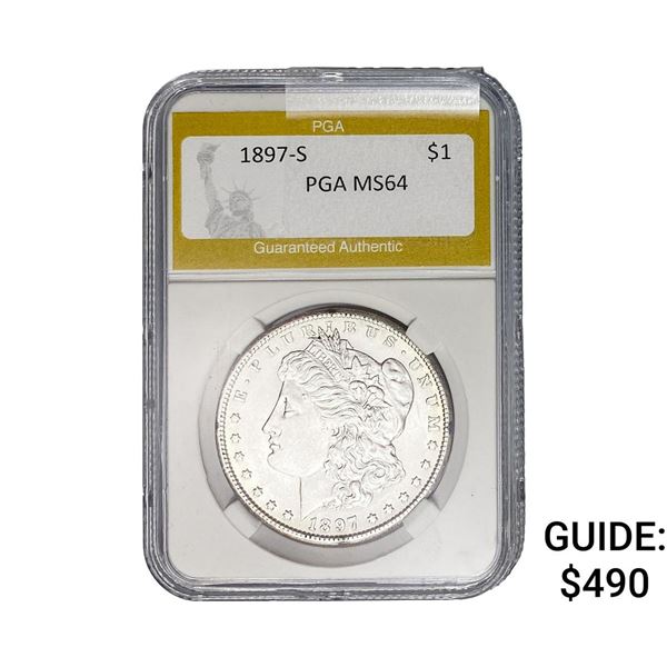 1897-S Morgan Silver Dollar PGA MS64