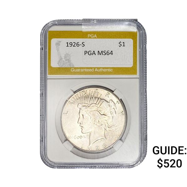 1926-S Silver Peace Dollar PGA MS64