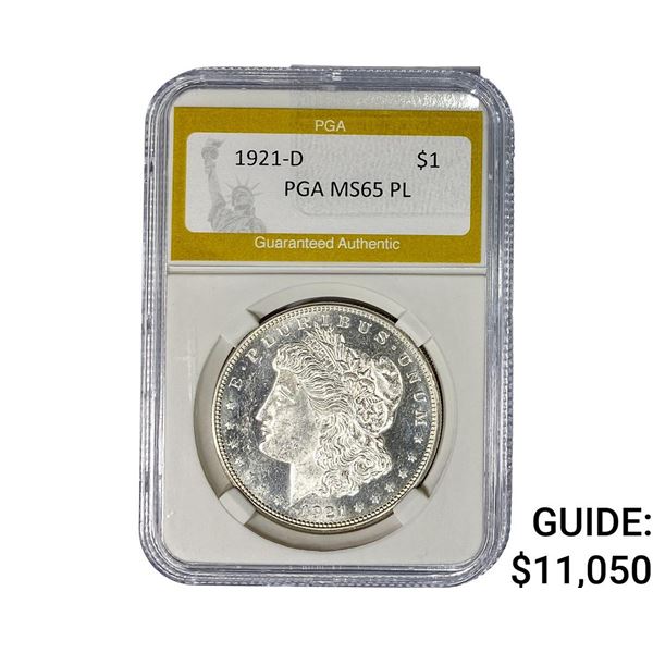 1921-D Morgan Silver Dollar PGA MS65 PL