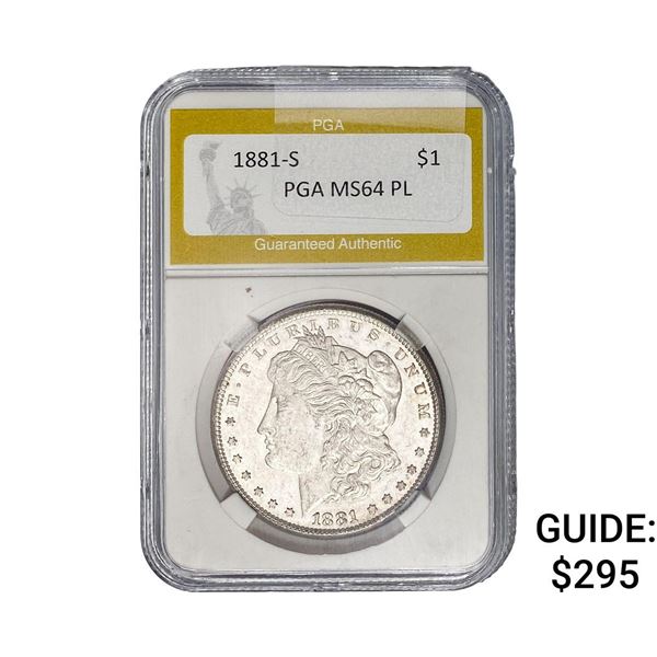 1881-S Morgan Silver Dollar PGA MS64 PL