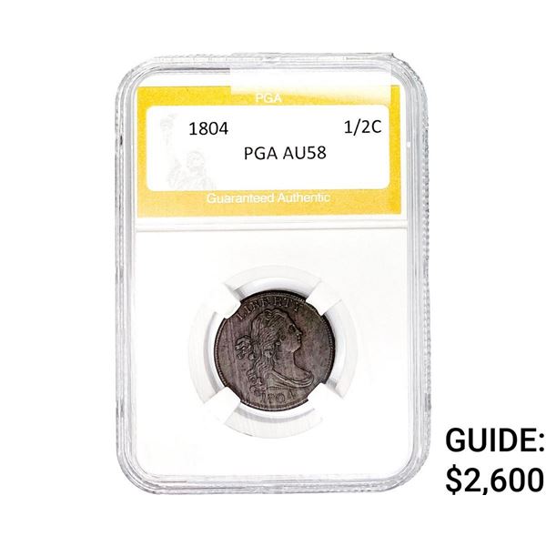 1804 Draped Bust Half Cent PGA AU58