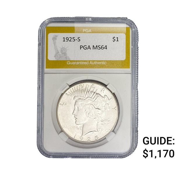 1925-S Silver Peace Dollar PGA MS64