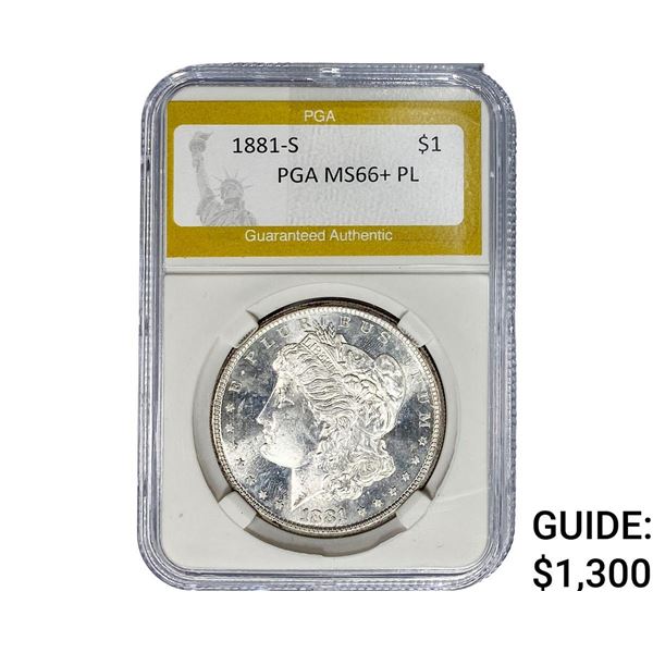 1881-S Morgan Silver Dollar PGA MS66+ PL