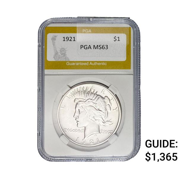 1921 Silver Peace Dollar PGA MS63