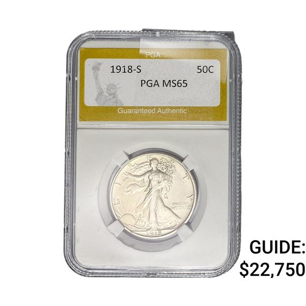 1918-S Walking Liberty Half Dollar PGA MS65
