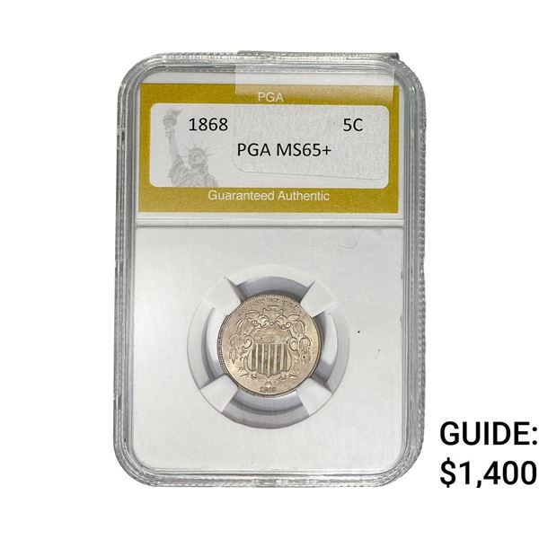 1868 Shield Nickel PGA MS65+