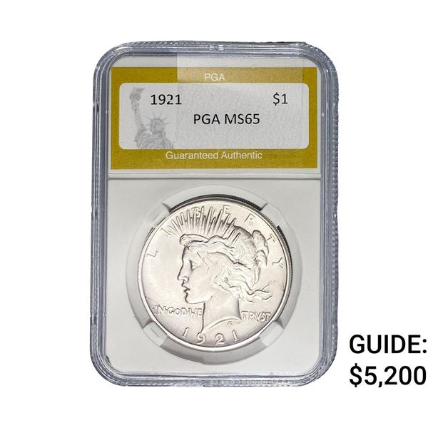 1921 Silver Peace Dollar PGA MS65