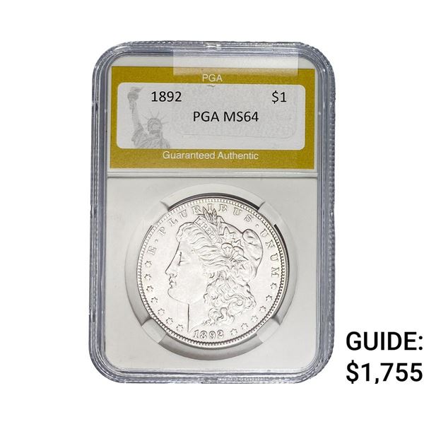 1892 Morgan Silver Dollar PGA MS64