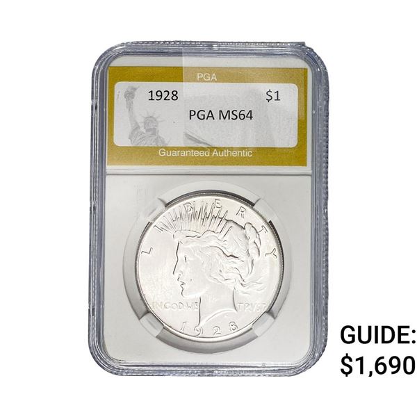 1928 Silver Peace Dollar PGA MS64