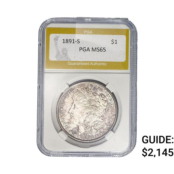 1891-S Morgan Silver Dollar PGA MS65