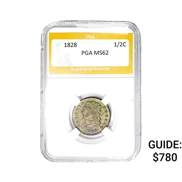 1828 Classic Head Half Cent PGA MS62