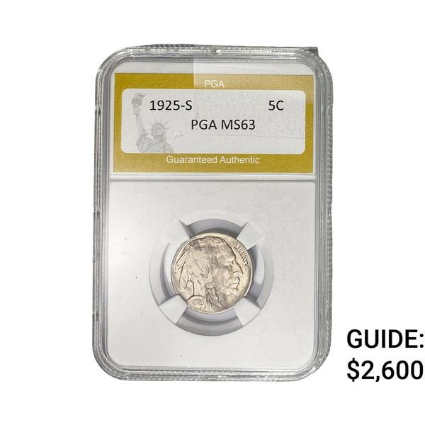 1925-S Buffalo Nickel PGA MS63