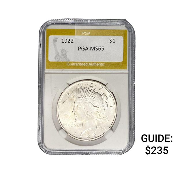 1922 Silver Peace Dollar PGA MS65