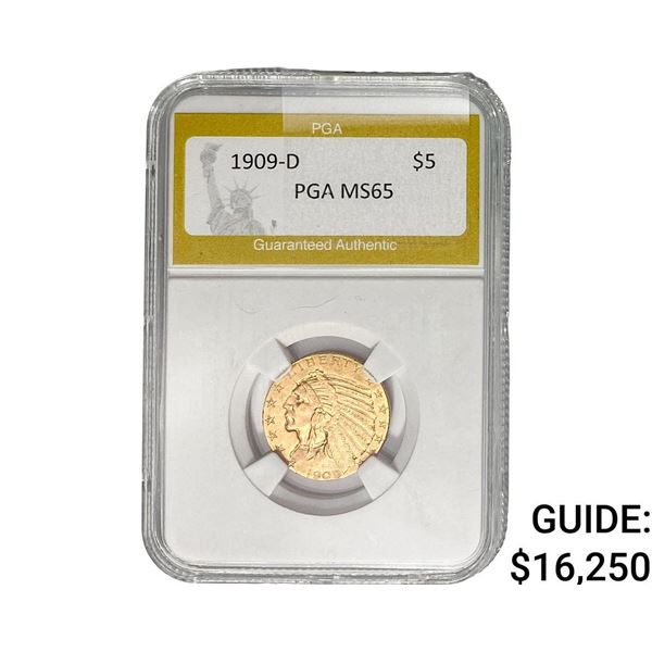 1909-D $5 Gold Half Eagle PGA MS65