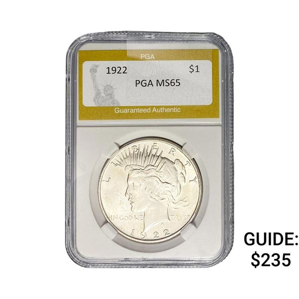 1922 Silver Peace Dollar PGA MS65