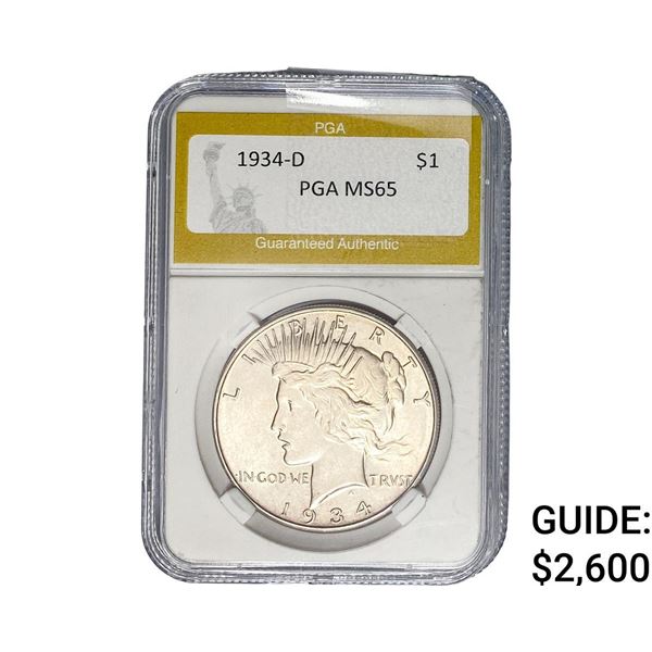 1934-D Silver Peace Dollar PGA MS65