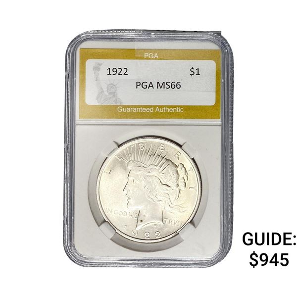 1922 Silver Peace Dollar PGA MS66