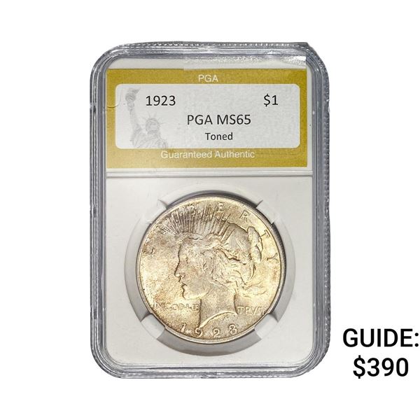1923 Silver Peace Dollar PGA MS65 Toned