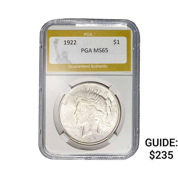 1922 Silver Peace Dollar PGA MS65