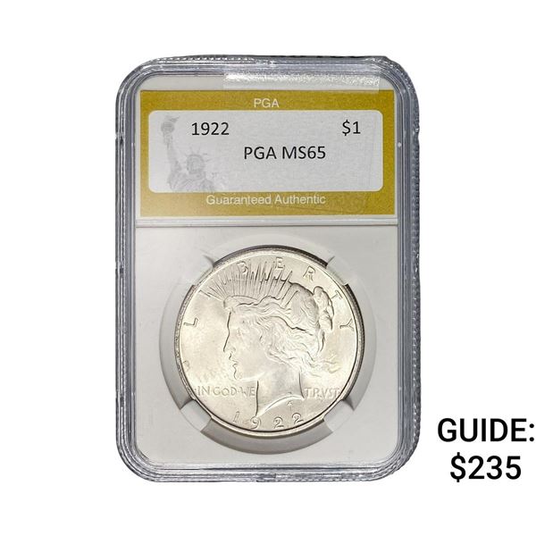 1922 Silver Peace Dollar PGA MS65